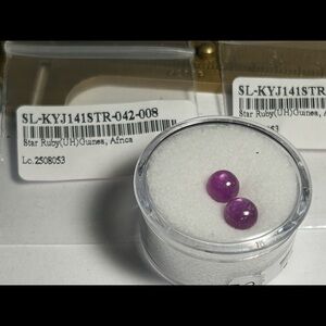 3.53 ct Matching Pair of Unheated Red Star Ruby 6mm Gemstones w tags